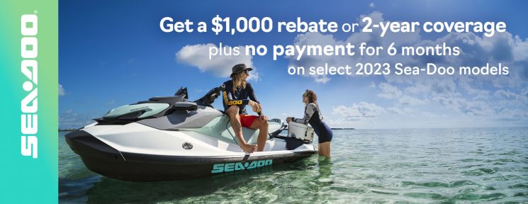 Get 2 years of coverage* on 2023 Sea-Doo personal watercraft models and no payment for 6 months.